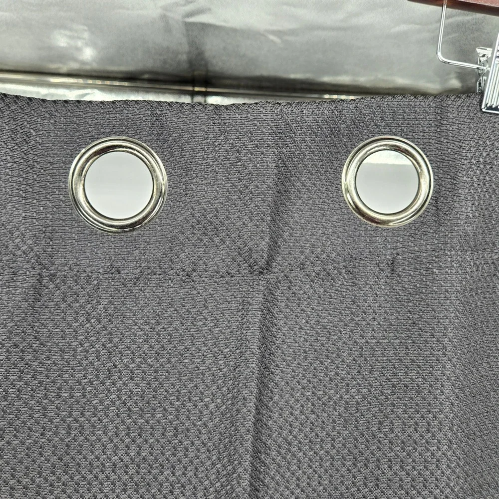Grommet Drapes Curtains 2 pcs Black Blackout Panels 40x84 Textured Modern Home